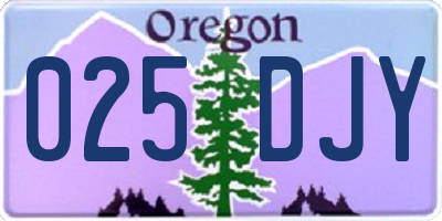 OR license plate 025DJY
