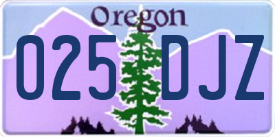 OR license plate 025DJZ