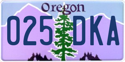 OR license plate 025DKA