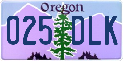 OR license plate 025DLK