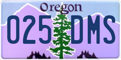 OR license plate 025DMS