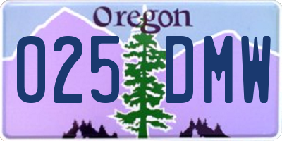 OR license plate 025DMW