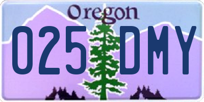 OR license plate 025DMY