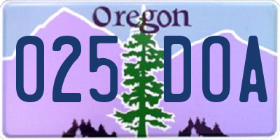 OR license plate 025DOA