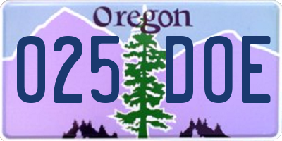 OR license plate 025DOE