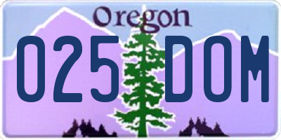OR license plate 025DOM