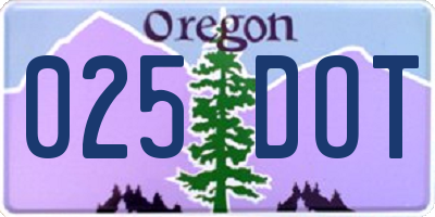 OR license plate 025DOT
