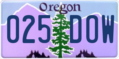 OR license plate 025DOW