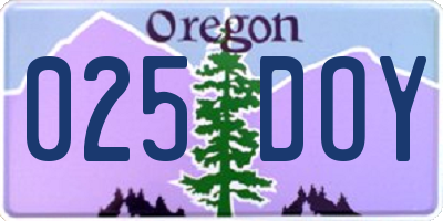OR license plate 025DOY