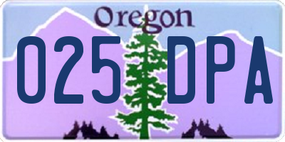 OR license plate 025DPA