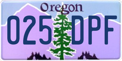 OR license plate 025DPF