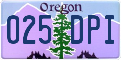 OR license plate 025DPI