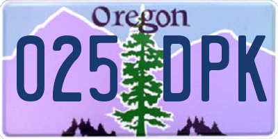 OR license plate 025DPK
