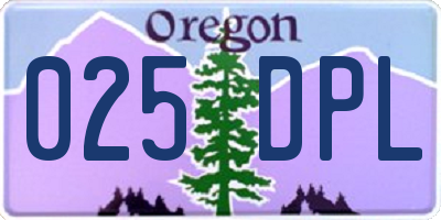 OR license plate 025DPL