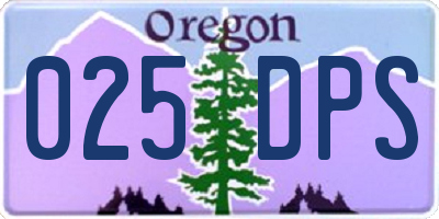 OR license plate 025DPS