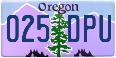 OR license plate 025DPU