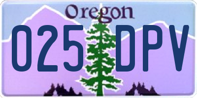 OR license plate 025DPV