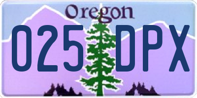 OR license plate 025DPX