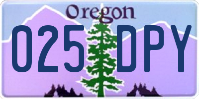 OR license plate 025DPY