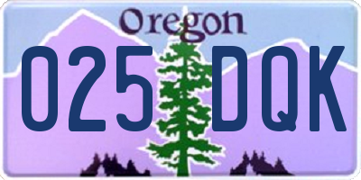 OR license plate 025DQK