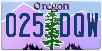 OR license plate 025DQW
