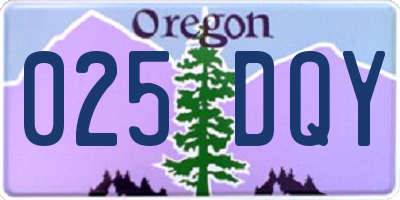 OR license plate 025DQY