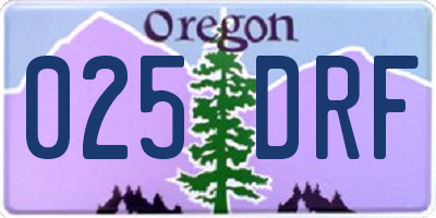 OR license plate 025DRF