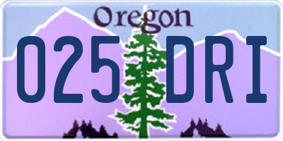 OR license plate 025DRI