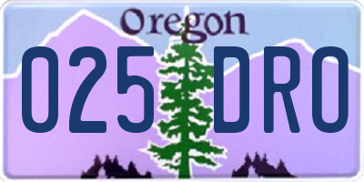 OR license plate 025DRO