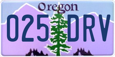 OR license plate 025DRV