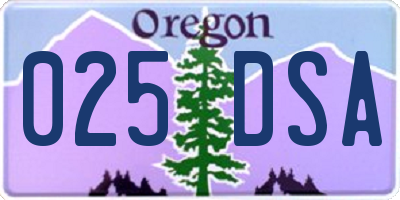 OR license plate 025DSA