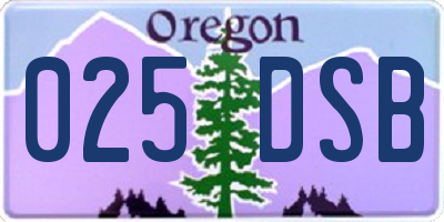 OR license plate 025DSB