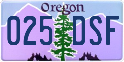 OR license plate 025DSF