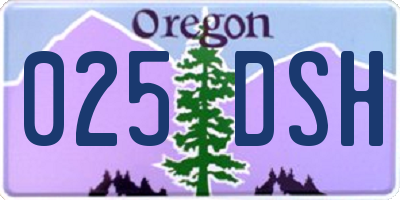 OR license plate 025DSH