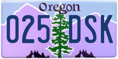 OR license plate 025DSK