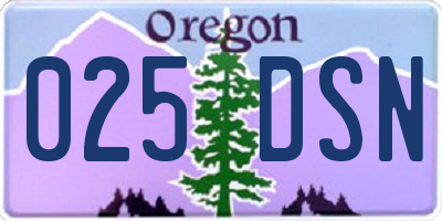 OR license plate 025DSN