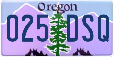 OR license plate 025DSQ