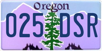 OR license plate 025DSR