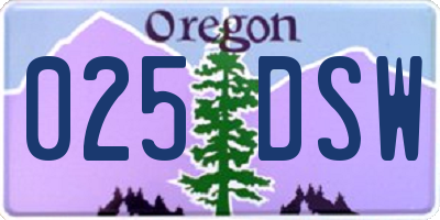 OR license plate 025DSW