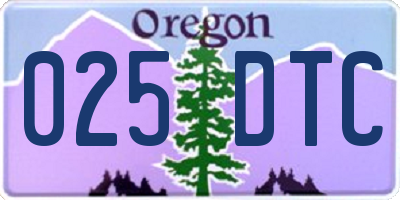 OR license plate 025DTC