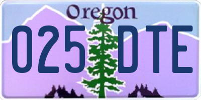OR license plate 025DTE