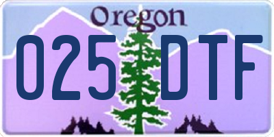 OR license plate 025DTF