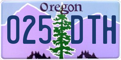OR license plate 025DTH