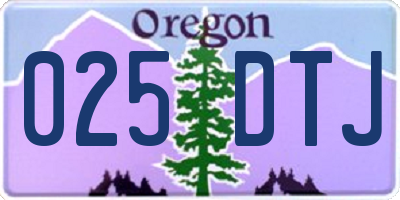 OR license plate 025DTJ