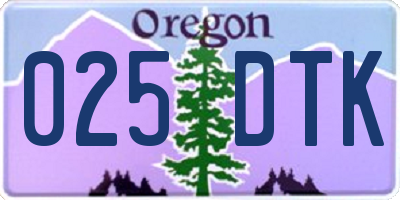 OR license plate 025DTK