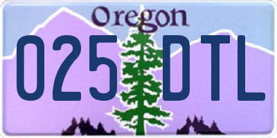 OR license plate 025DTL