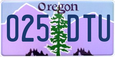 OR license plate 025DTU