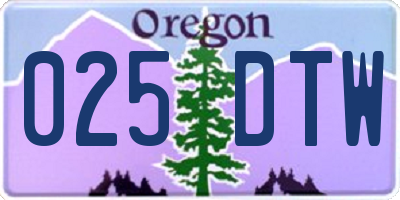 OR license plate 025DTW