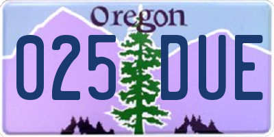 OR license plate 025DUE