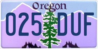 OR license plate 025DUF